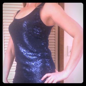 Navy blue sequin tank